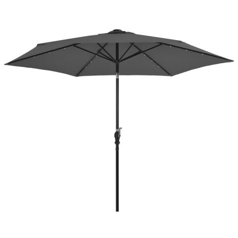 Градински чадър с LED лампички и стоманен прът