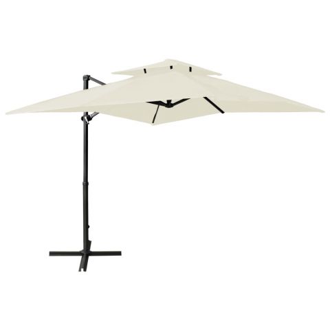 Градински чадър чупещо рамо с двоен покрив 250x250 см пясъчен