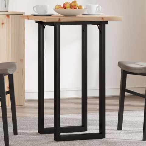 Трапезна маса О-образна рамка 50x50x75,5 см бор масив и чугун