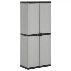 Градински шкаф за съхранение с 3 рафта сиво-черен 68x40x168 см Ellison