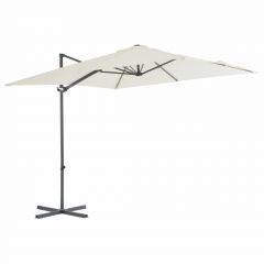 Градински чадър чупещо рамо и стоманен прът 250x250 см пясъчен