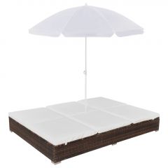 Градинско лаундж легло с чадър