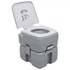 Преносима тоалетна за къмпинг, сива, 20 + 10 л