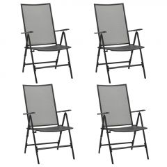 Сгъваеми мрежести столове, 4 бр, стомана, антрацит