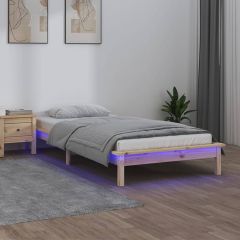 Рамка за легло с LED осветление 100x200 см масивно дърво