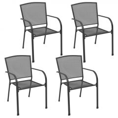 Градински столове, 4 бр, мрежест дизайн, антрацит, стомана