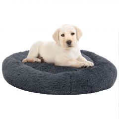 Перяща възглавница за куче и котка тъмносива 50x50x12 см плюш