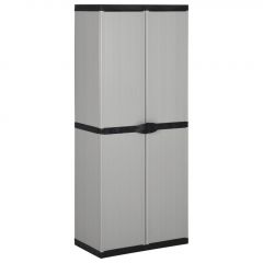 Градински шкаф за съхранение с 3 рафта сиво-черен 68x40x168 см Sheppard