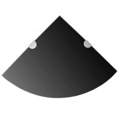 Ъглов рафт от черно стъкло с държачи в цвят хром