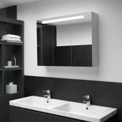 LED шкаф с огледало за баня, 88x13x62 см