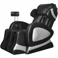 Масажен стол със "супер екран", черен, изкуствена кожа