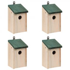 Къщи за птици, 4 бр, дърво, 12x12x22 см