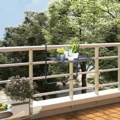 Балконска маса, черна, 60x40 см, стомана