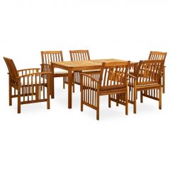 3058087  7 Piece Garden Dining Set with Cushions Solid Acacia Wood (45962+2x312129)