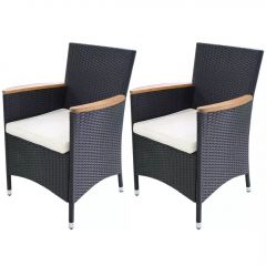 Градински столове с възглавници Appleton, 2 бр, полиратан, черни