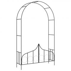 Градинска арка с порта, черна, 138x40x238 см, желязо