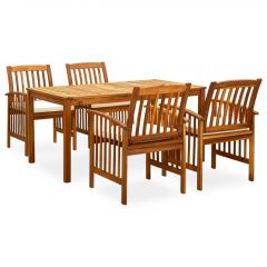 3058086  5 Piece Garden Dining Set with Cushions Solid Acacia Wood (45962+2x312128)