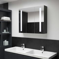 LED шкаф с огледало за баня, 89x14x62 см