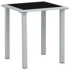310541  Garden Table Black and Silver 41x41x45 cm Steel and Glass