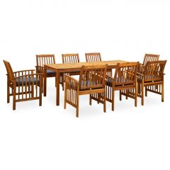 3058093  9 Piece Garden Dining Set with Cushions Solid Acacia Wood (45963+312130+2x312131)