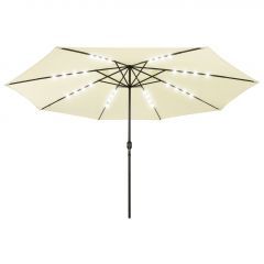 Градински чадър с LED лампички и метален прът