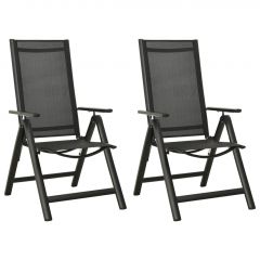 Сгъваеми градински столове Alanah, 2 бр, textilene и алуминий, черни