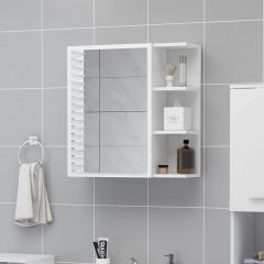 Шкаф за баня с огледало бяло и дъб сонома 62
