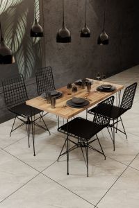 Комплект маса и столове (5 части) Дъб
Черен