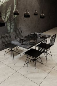 Комплект маса и столове (5 части) Черен