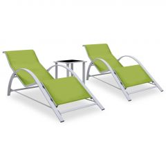 310540  Sun Loungers 2 pcs with Table Aluminium Green