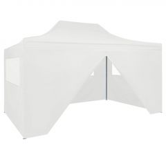 Сгъваема парти шатра с 4 странични стени, 3x4,5 м, бяла
