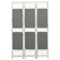 338555  4-Panel Room Divider Grey 140x165 cm Fabric