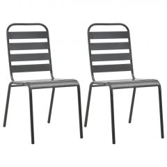 Стифиращи градински столове, 2 бр, стомана, сиви