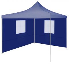 Сгъваема парти шатра с 2 странични стени 2x2 м стомана синя