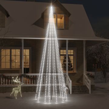 Коледна елха на флагщок, студено бяло, 732 LED, 500 см