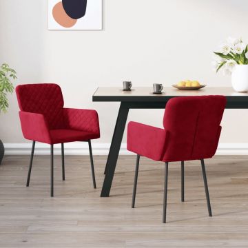 Трапезни столове Arla, 2 бр, виненочервени, кадифе