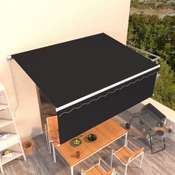 Ръчно прибиращ се сенник с щора Mylo, 4x3 м, антрацит