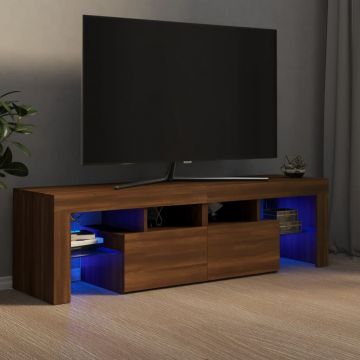 ТВ шкаф с LED осветление Benas, кафяв дъб, 140x36,5x40 см