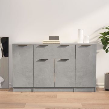 Сайдборди Small, 3 бр, бетонно сиви, инженерно дърво