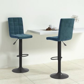 Бар табуретки Fannie, 2 бр, сини, кадифе