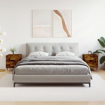 Нощни шкафчета 2 бр опушен дъб 40x35x47,5 см инженерно дърво