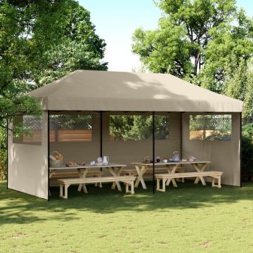 Сгъваема парти шатра pop-up с 3 странични стени таупе