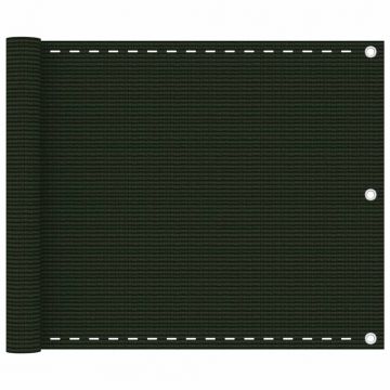 Балконски параван, тъмнозелен, 75x300 см, HDPE