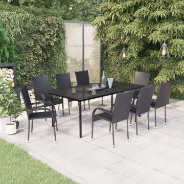 Градински трапезен комплект Mcnamara, 9 части, черен