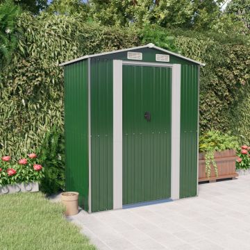 Градинска барака зелена 192x440x223 см поцинкована стомана Rosario
