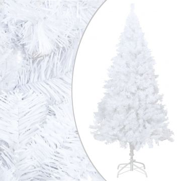 Изкуствена коледна елха с гъсти клонки, бяла, 150 см, PVC