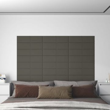 v Стенни панели Guerrero, 12 бр, тъмносиви, 60x15 см, плат, 1,08 м²