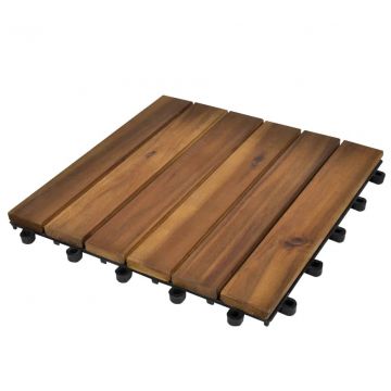 Декинг плочки, акациево дърво, вертикален дизайн, 30 x 30 см - 10 броя
