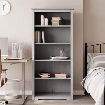 Етажерка за книги BODO сива 82x40x173 см бор масив 5 нива