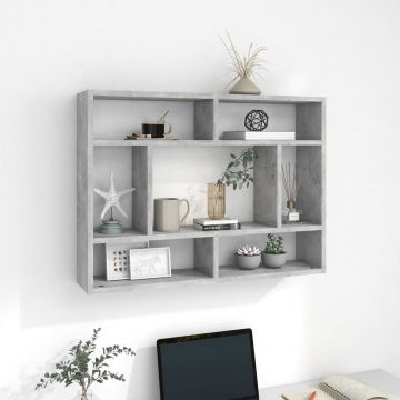 Стенен рафт, бетонно сив, 75x16x55 см, инженерно дърво